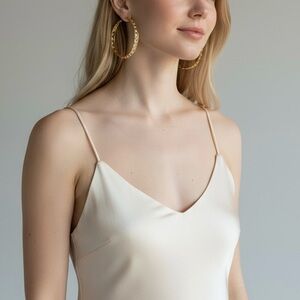 Classic Textured Gold Hoop Earrings 2” Statement Jewelry